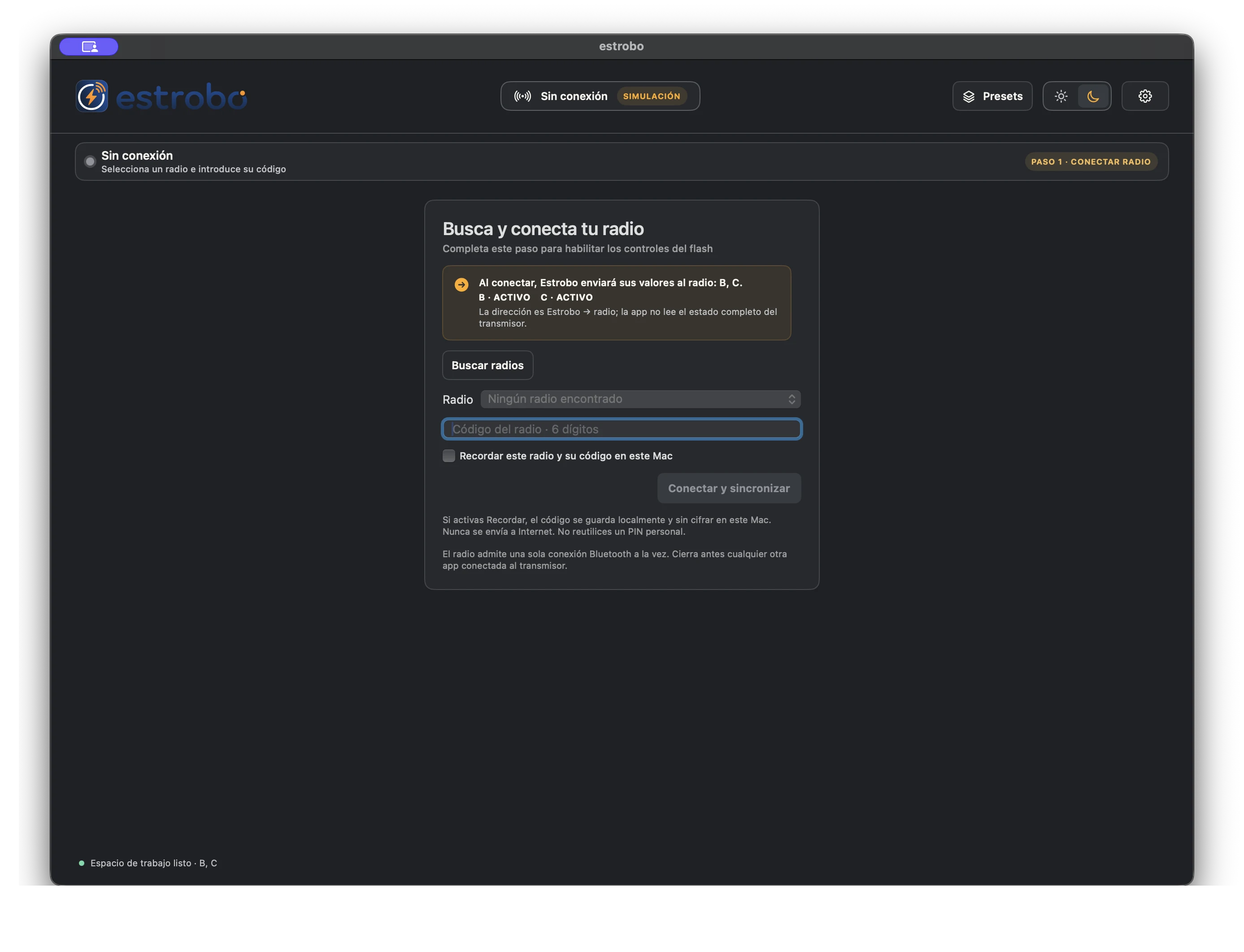 Pantalla para buscar un disparador compatible e introducir su código